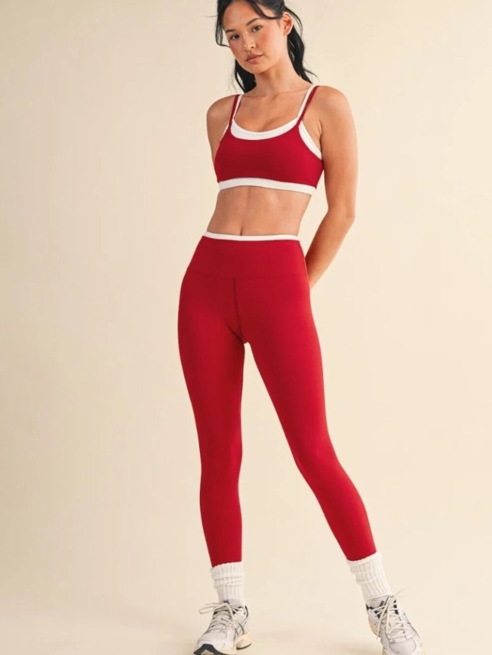 NWT Posie Style Cherry Red Bra & Leggings Activewear Set YPS60080 XL MSRP $100